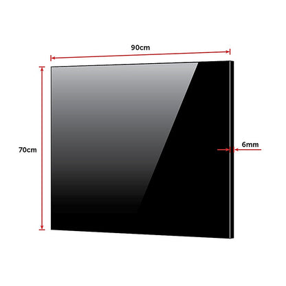 Toughened 90cm x 70cm Black Glass Kitchen Splashback