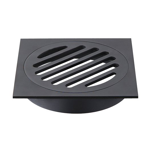 Square Black Floor Grate Drain 110 mm Full Brass Construction