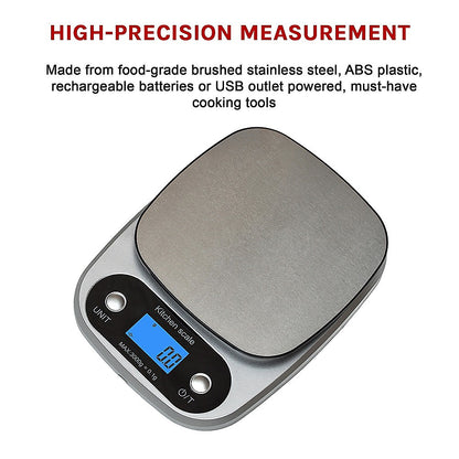 0.1g Digital Kitchen Scale 3kg Rechargeable High Precision Food