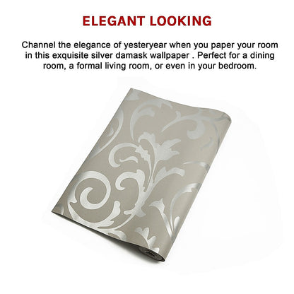Wallpaper Silver Flower Pattern Non-woven Wall Paper Roll