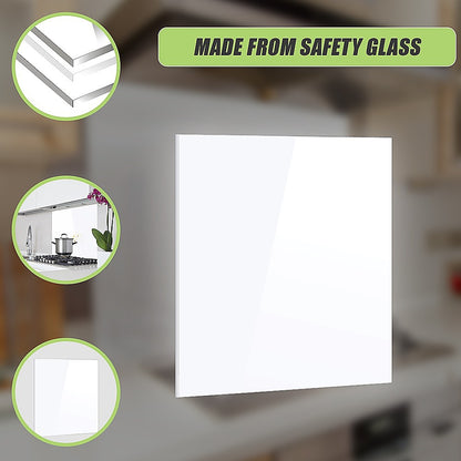 Toughened 90cm x 70cm White Glass Kitchen Splashback