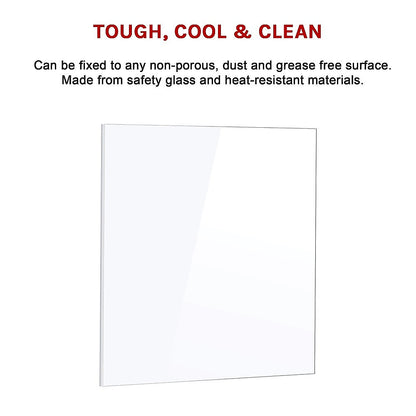 Toughened 60cm x 70cm White Glass Kitchen Splashback