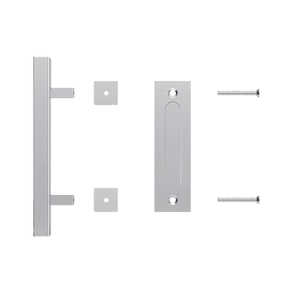 12" Square Pull and Flush Door Handle Set Stainless Steel Barn Door Hardware