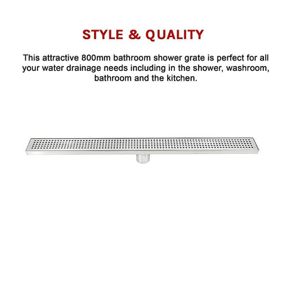 800mm Bathroom Shower Stainless Steel Grate Drain w/Centre outlet Floor Waste