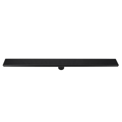 900mm Bathroom Shower Black Grate Drain w/Centre outlet Floor Waste Square Pattern