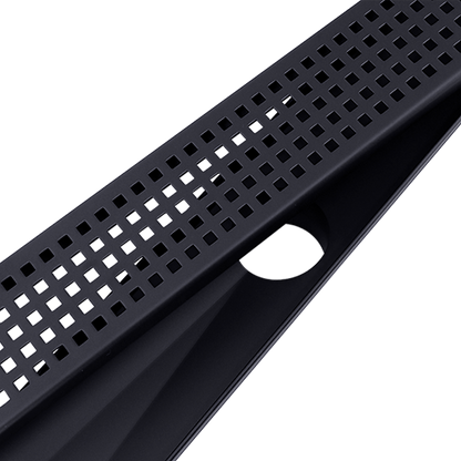 1200mm Bathroom Shower Black Grate Drain w/Centre outlet Floor Waste Square Pattern
