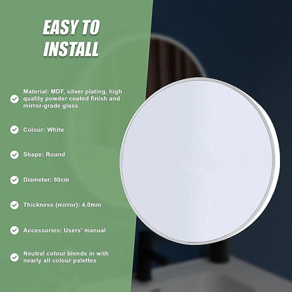 80cm Round Wall Mirror Bathroom Makeup Mirror by Della Francesca