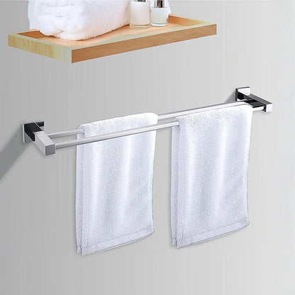 Double Classic Chrome Towel Bar Rail Bathroom