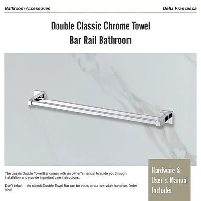 Double Classic Chrome Towel Bar Rail Bathroom