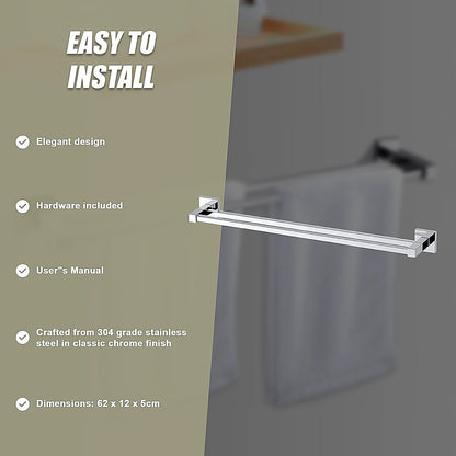 Double Classic Chrome Towel Bar Rail Bathroom