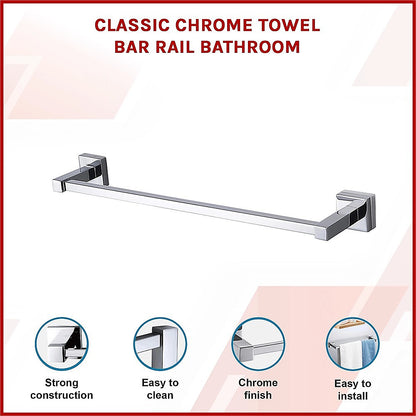 Classic Chrome Towel Bar Rail Bathroom