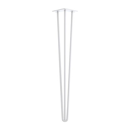 Set of 4 Industrial 3-Rod Retro Hairpin Table Legs 12mm Steel Bench Desk - 71cm White