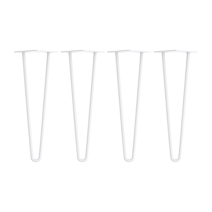 Set of 4 Industrial Retro Hairpin Table Legs 12mm Steel Bench Desk - 41cm White