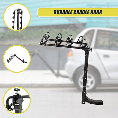 Premium 4-Bike Carrier Rack Hitch Mount Swing Down Bicycle Rack W/ 2" Receiver