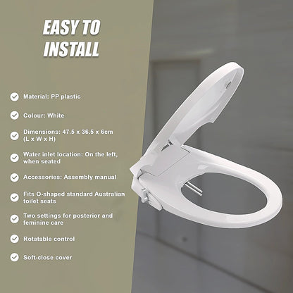 Non Electric Bidet Toilet Seat W/ Cover Bathroom Spray Water Wash