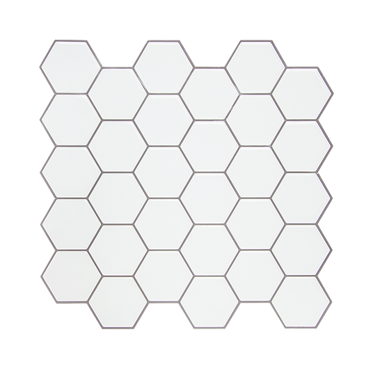 Tiles 3D Peel and Stick Wall Tile Hexagon White (30cm x 30cm x 10 sheets)