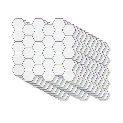 Tiles 3D Peel and Stick Wall Tile Hexagon White (30cm x 30cm x 10 sheets)