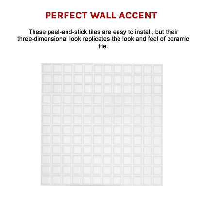 Tiles 3D Peel and Stick Wall Tile Stereoscopic Crystal White 10 Sheets