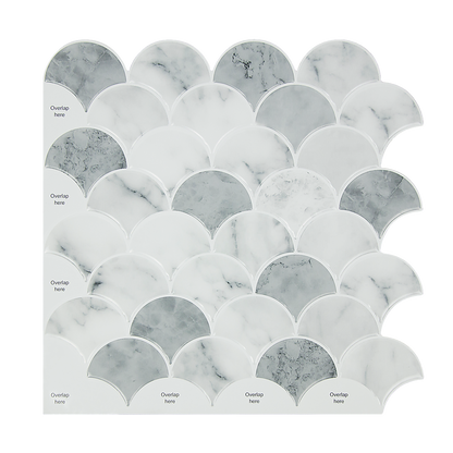 Tiles 3D Peel and Stick Wall Tile Fish Scale Mosaic 10 Sheets