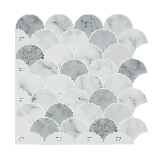 Tiles 3D Peel and Stick Wall Tile Fish Scale Mosaic 10 Sheets