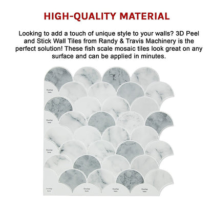 Tiles 3D Peel and Stick Wall Tile Fish Scale Mosaic 10 Sheets