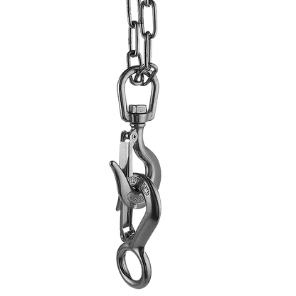 304 Stainless Steel Swivel Lift Clevis Chain Crane Hook with Safety Lock 650kg