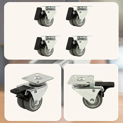 4 x 2" Heavy Duty Swivel Double Wide Castor Wheels Trolley 50mm Furniture Rubber With Brake