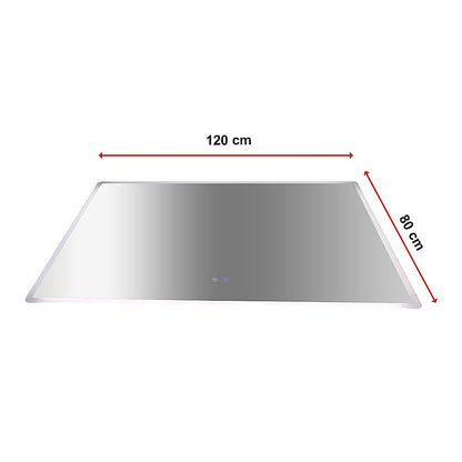 Rectangular Mirror LED Anti-Fog Illuminated Bathroom Living Room - 120x80cm