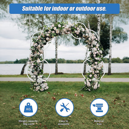 2pcs Round Wedding Arch Backdrop Rings Loops Flower Balloon Lawn Row Stand