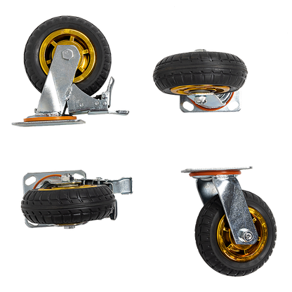 Castor Wheels 4 x 6" 150mm Swivel Silent Caster 2 Brakes 800KG
