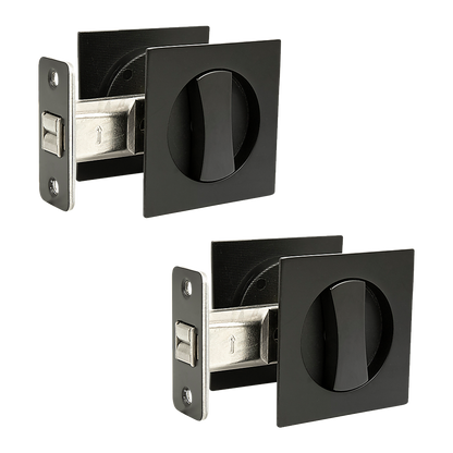2x Contemporary Entry Square Pocket Door Hardware with Key