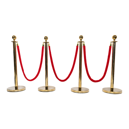 4 x Queue Barriers + 3 Ropes Exhibition Crowd Control Bollards
