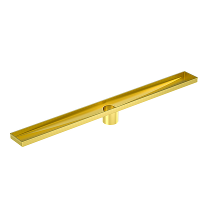 900mm Bathroom Shower Brushed Brass Grate Drain w/ Centre outlet Floor Waste Square Pattern
