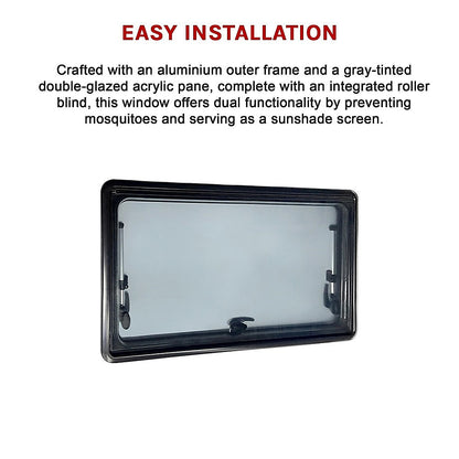 RV Caravan Camper Van Hinged Push Out Window Motorhome Exit Window 900mm x 500mm