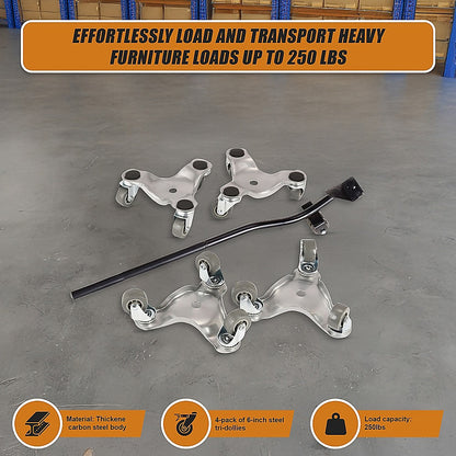 4 X All-purpose Dolly Metal Heavy Duty Furniture Mover Slider Set