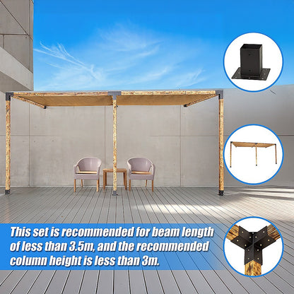 Roof Pergola Gazebo Shed Matte Black Steel Brackets and Coffee Screens DIY Kits