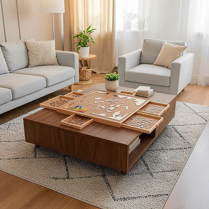 1500 Piece Rotating Wooden Jigsaw Puzzle Table 6 Drawers Board