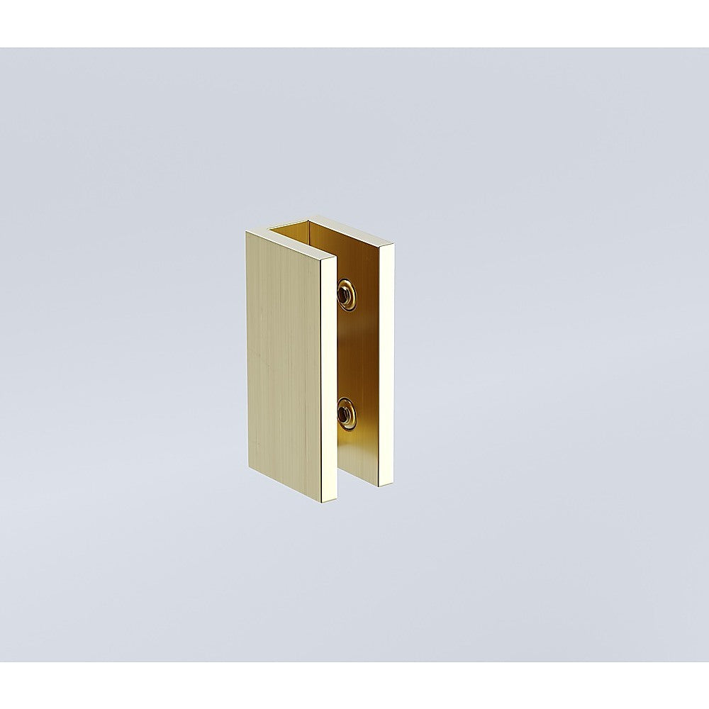90cm Wall to Wall Frameless Shower Screen with Gold Brackets and Brass Hinges, Square Double Pull Handle