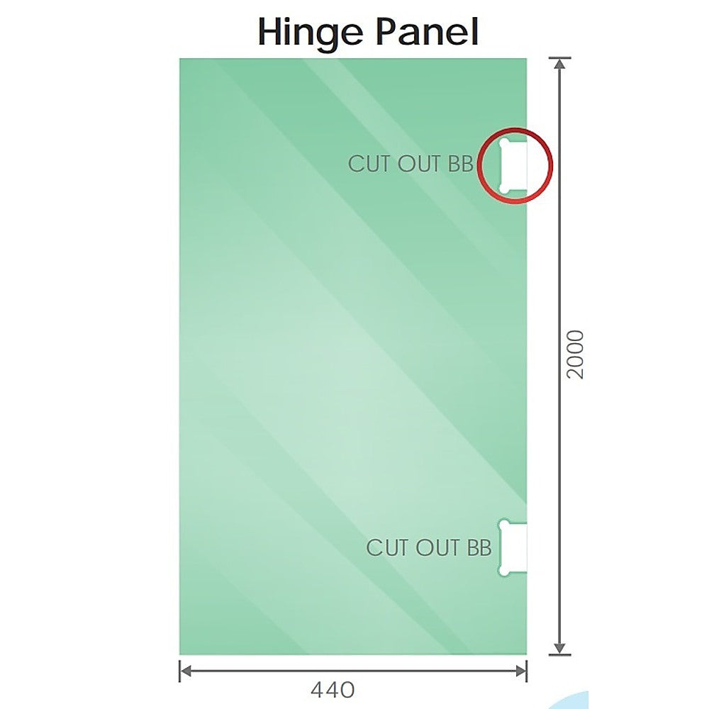 110x80cm Corner Frameless Shower Screen with Nickel Brackets and SS Hinges, Square Double Pull Handle