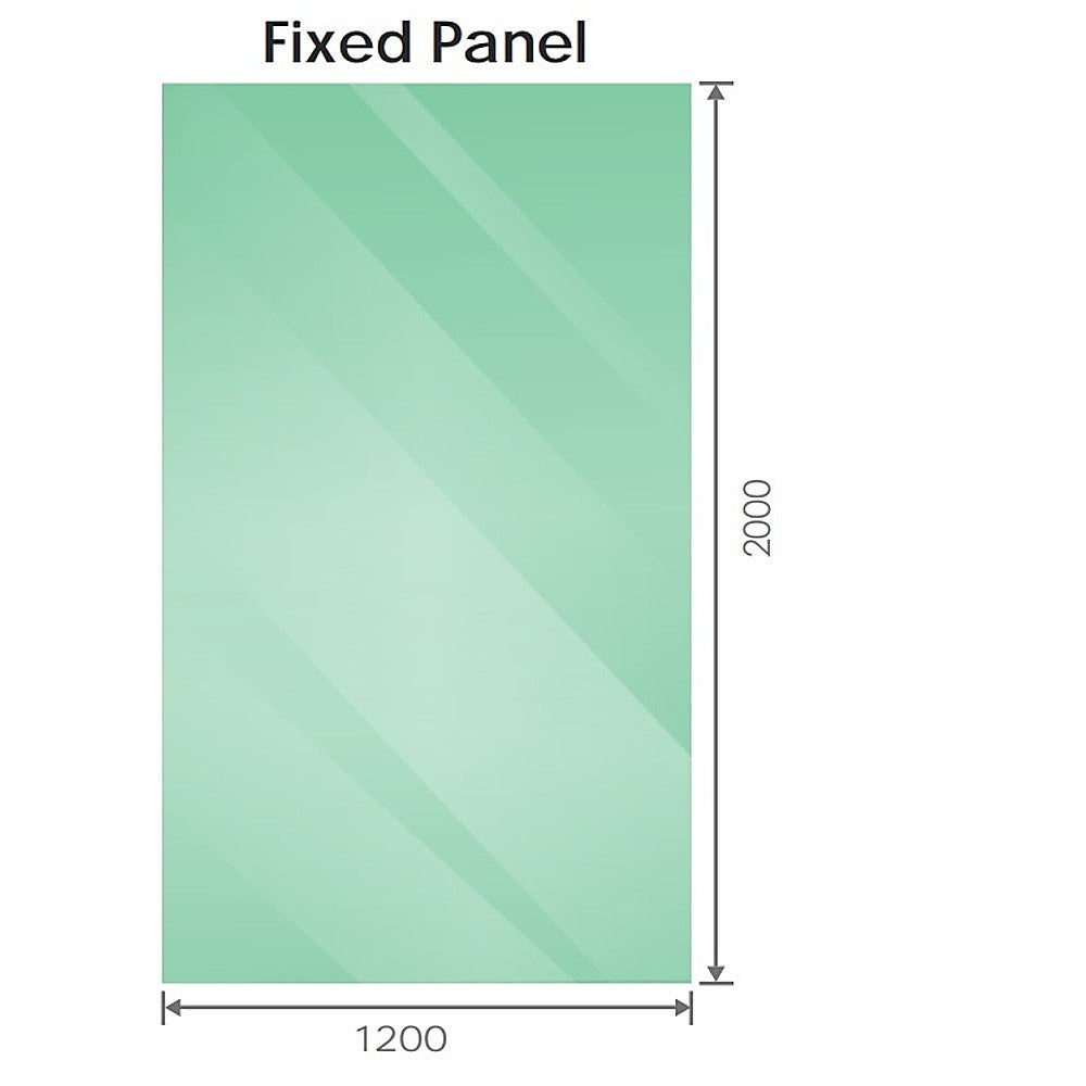 110x100cm Corner Frameless Shower Screen with Nickel Brackets and SS Hinges, Square Double Pull Handle