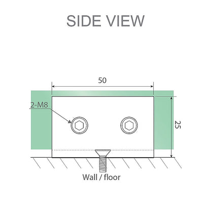 120x90cm Corner Frameless Shower Screen with Gold Brackets and Brass Hinges, Square Double Pull Handle