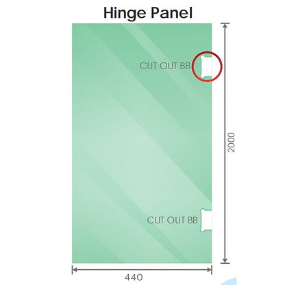 110x70cm Corner Frameless Shower Screen with Nickel Channel and SS Hinges, Square Double Pull Handle