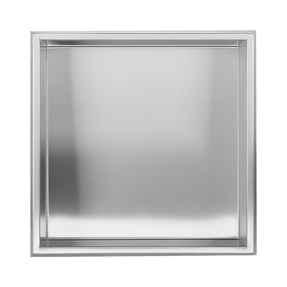 336 x 336 x 101mm Shower Niche Single Shelf Organizer No Tile Needed in Stainless Steel Finish
