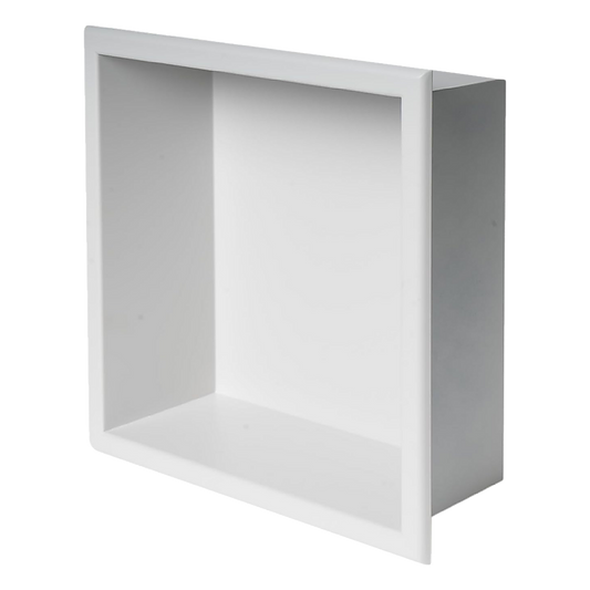 336 x 336 x 101mm Shower Niche Single Shelf Organizer No Tile Needed in White