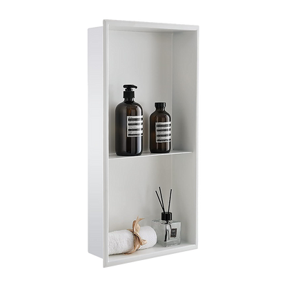 641 x 336 x 101mm Shower Niche Double Shelf Organizer No Tile Needed in White