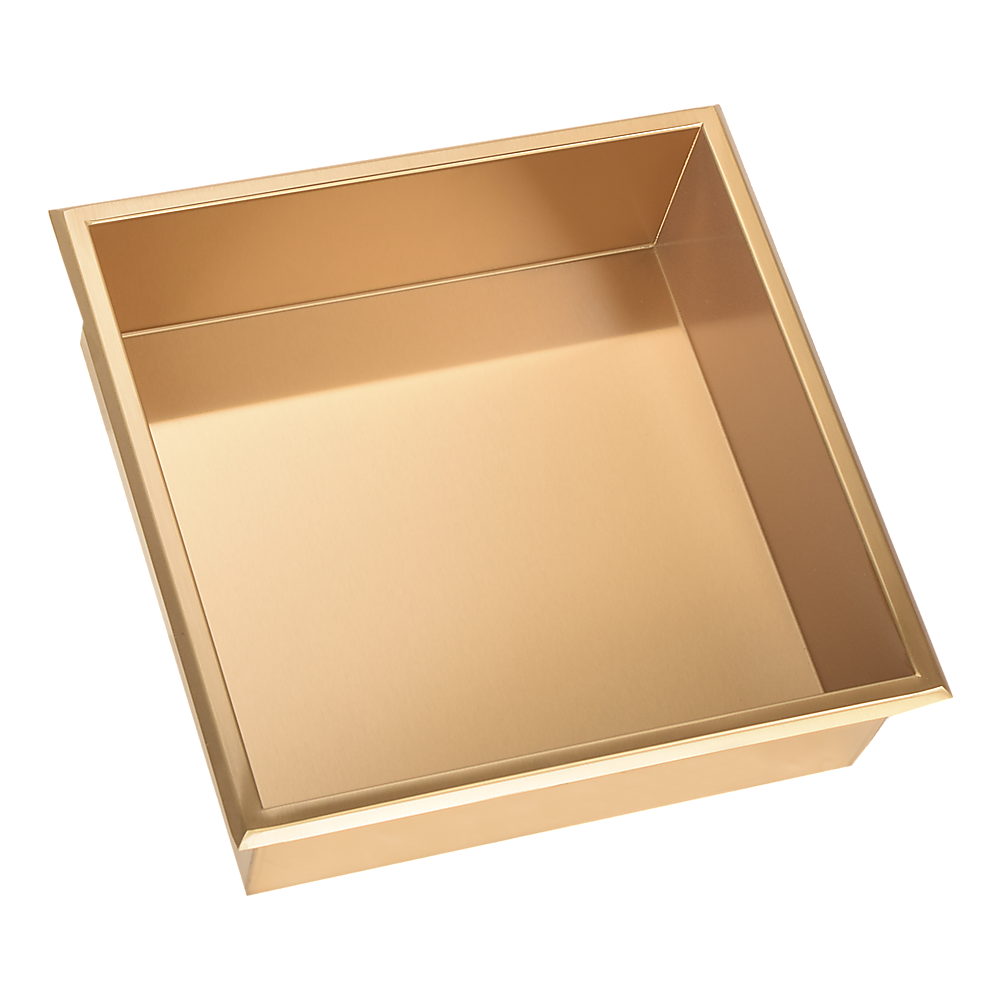 336 x 336 x 101mm Shower Niche Single Shelf Organizer No Tile Needed in Gold