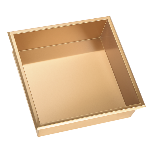 336 x 336 x 101mm Shower Niche Single Shelf Organizer No Tile Needed in Gold