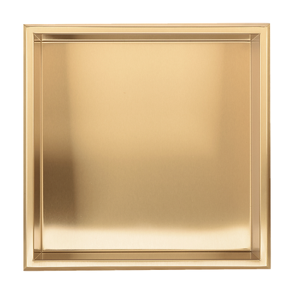 336 x 336 x 101mm Shower Niche Single Shelf Organizer No Tile Needed in Gold