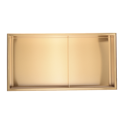 641 x 336 x 101mm Shower Niche Double Shelf Organizer No Tile Needed in Gold