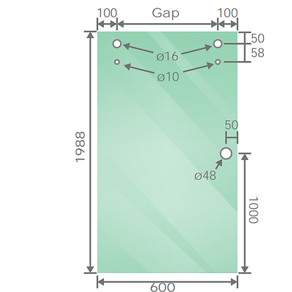 120x90cm Frameless Glass Sliding Corner Shower with Nickel Rail and Hardware